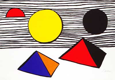 Pyramids and Disks by Alexander Calder | Color lithograph, hand signed. | 1968
