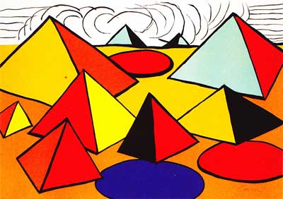 Pyramids by Alexander Calder | Color lithograph, hand signed. | 1968
