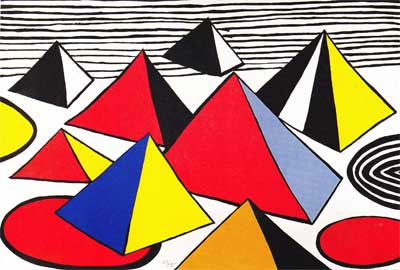 Tank Traps by Alexander Calder | Color lithograph, hand signed. | c. 1973