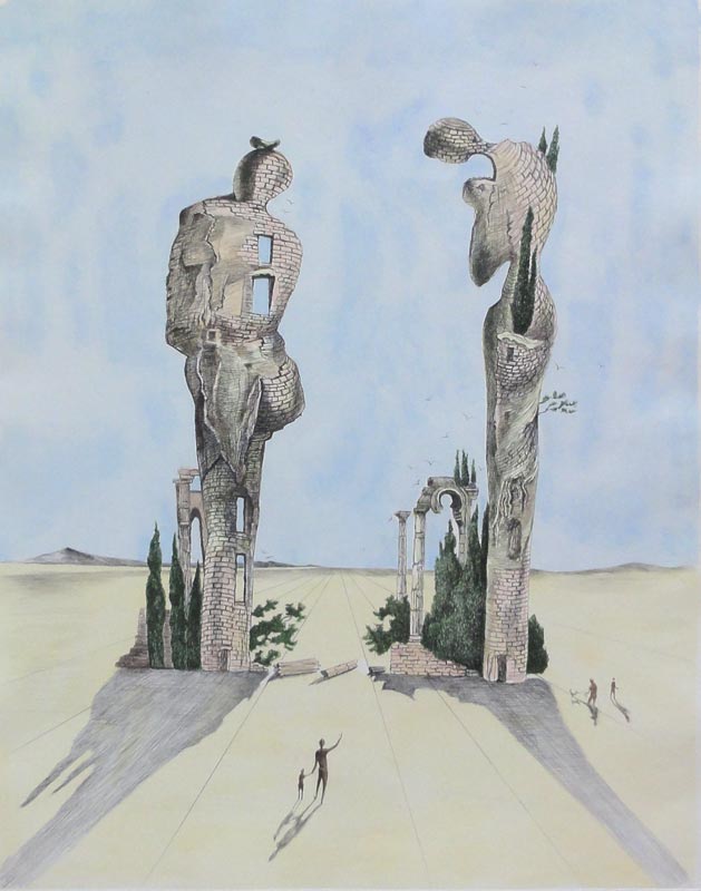 Étude pour l’Angelus de Millet [Study for Millet’s Angelus] by Salvador Dalí | Color lithograph, hand signed. | 